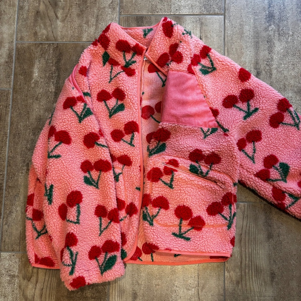 Floral Pink Sherpa Jacket